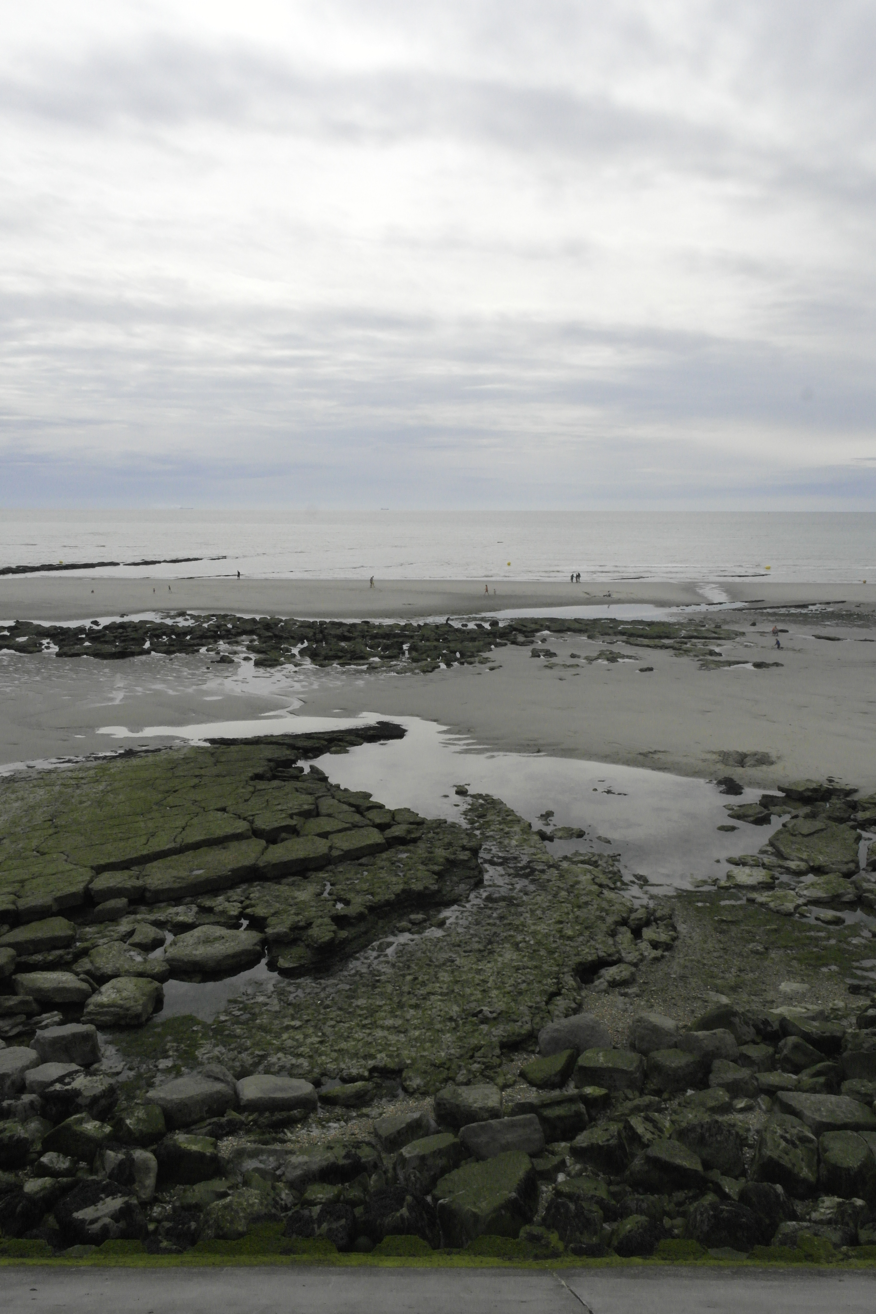 plage avec des rochers en premier plan