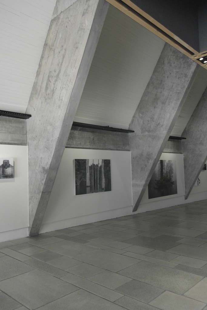photographies exposées et structure béton
